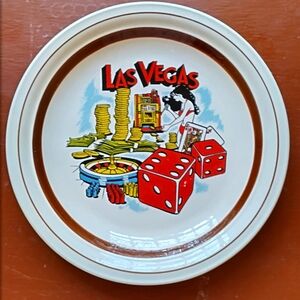 Las Vegas Souvenir Plate with Dice and Casino Design